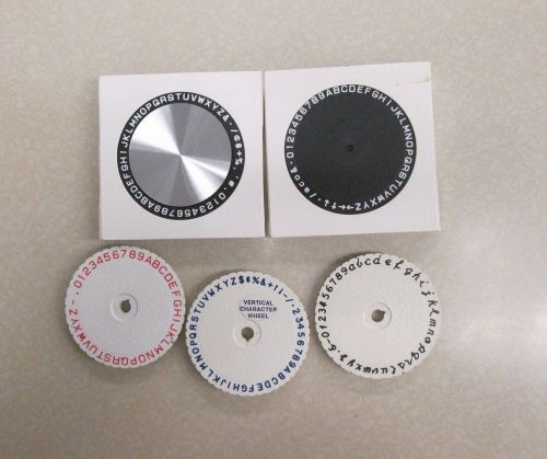 Lot of 5 dymo rotex avery vertical character wheel for 3/8&#034; label maker for sale