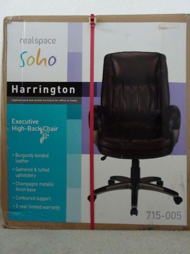 &#034;NEW&#034; IN BOX HARRINGTON EXECUTIVE HIGH-BACK BURGUNDY LEATHER CHAIR