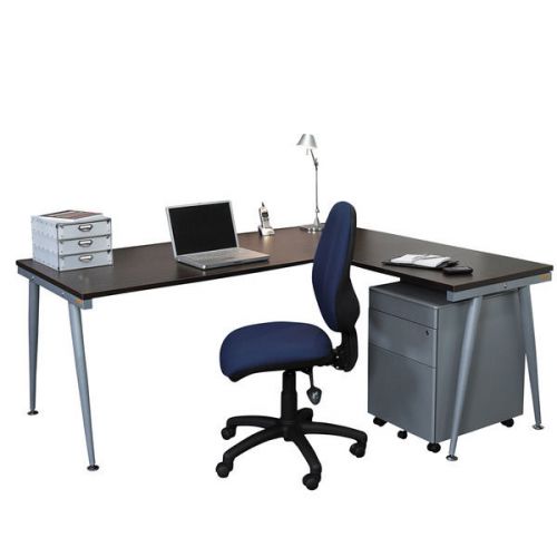 Litewall 2000 desk plus return - silver tapered leg - commercial grade double su for sale