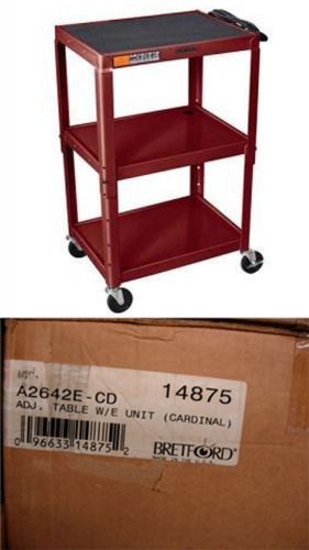 Nib bretford a2642e adjustable av roll around cart table ~ u.s.a. ~ cardinal red for sale