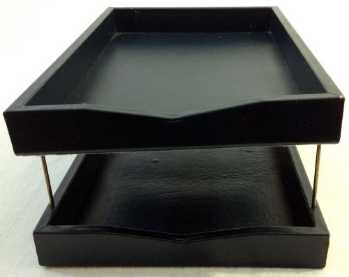 Blue Leather Double Legal Size Trays