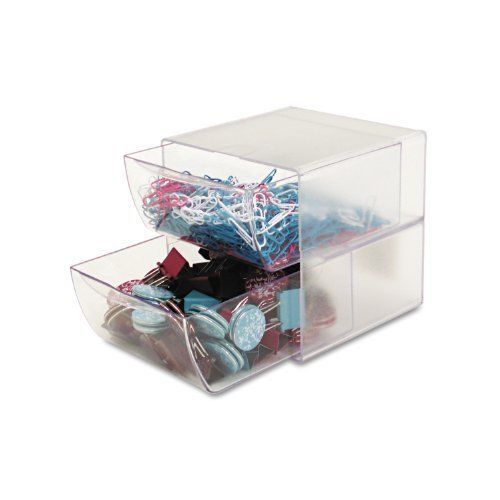 NEW deflect-o 350101 Two Drawer Cube Organizer  Clear Plastic  6 by 6 by 6 Inche
