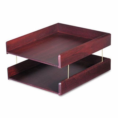 Carver Hardwood Double Letter Desk Tray, Two Tier, Mahogany (CVR02213)