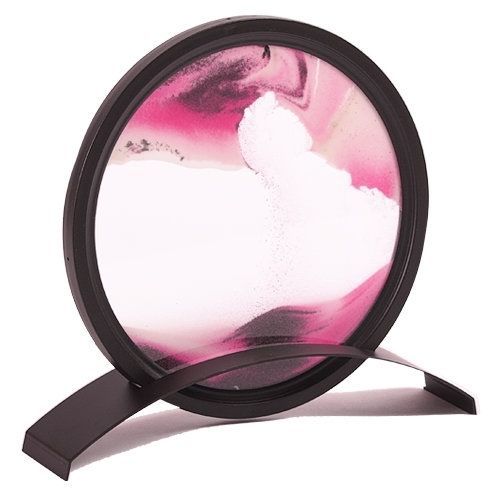 Round Wavy  Sand in Motion Art Decor Desktop Office Picture Pink Green Black 9&#034;