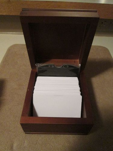 NEW ROLODEX  Executive Card File WOOD w/ hinged Lid Home Office Desk Supplies