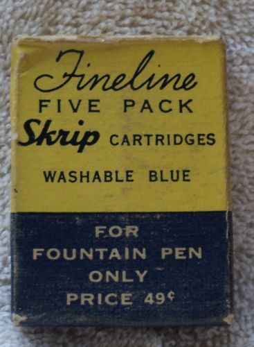 Vintage box fineline five pack skrip cartridges for fountain pen for sale