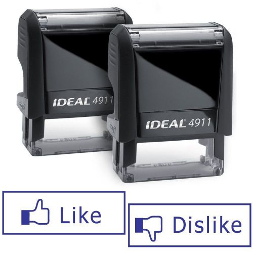 Pair of LIKE/DISLIKE Facebook Ideal 50 Self-inking Rubber Stamps Brand New!