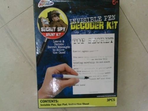 New Secret Spy Agent kit Invisible Pen Decoder Kit spy pad come w/ instruction