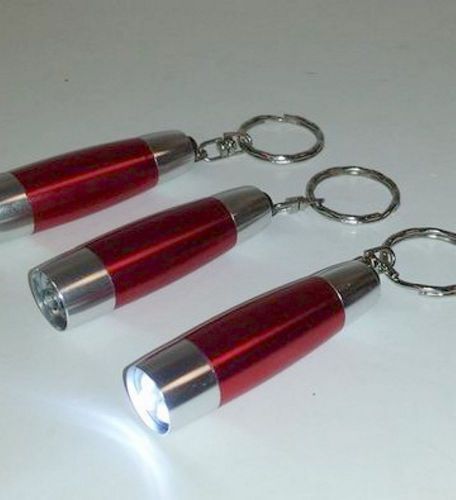Flashlight Keychain, Super Bright LED Light, Sturdy Red Metal Case &amp; Batteries