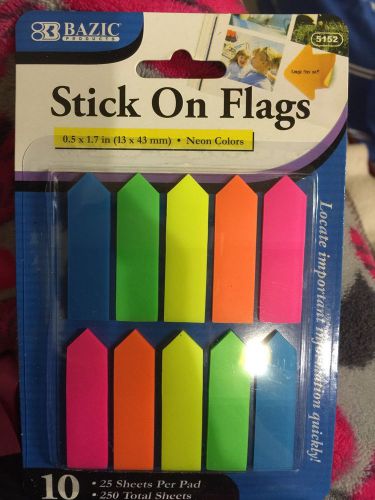 NEON Color Stick On Flags Arrow Page Marker Index Tab Bookmark 250 sheets