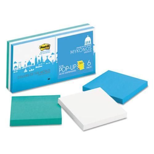3m R3306SSMK Colors Of The World Mykonos Pop-up Notes, 3 X 3, 6 90-sheet