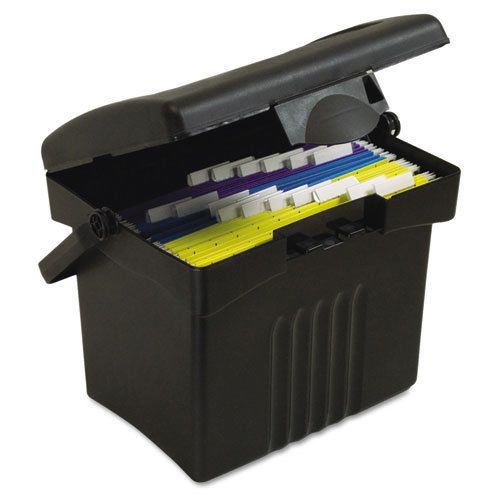 Portable storage box, letter size, 14w x 11-1/4d x 14-1/2h, black for sale