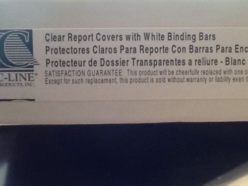 Clear report covers with white binding bars