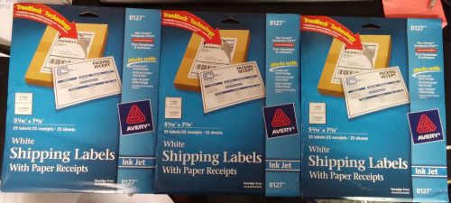 Set of 3 Avery 8127 Shipping Label With Paper Receipt