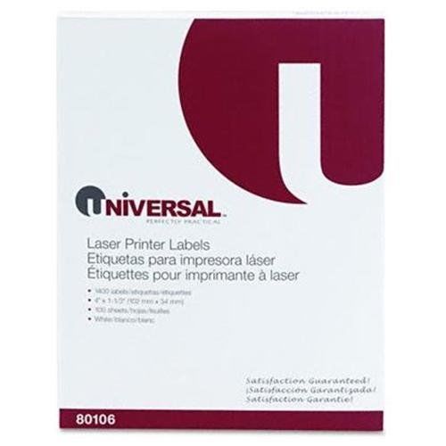 Universal Office Products 80106 Laser Printer Permanent Labels, 1-1/3 X 4,