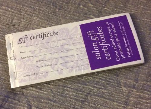 Salon gift certificates 50-count Includes Duplicate Copy Item #378