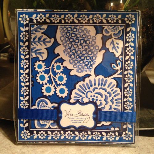 NEW Vera Bradley Forget-Me-Nots 200 Sticky Notes In Blue Lagoon