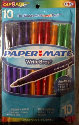 PaperMate assorted color ink ball point pens.  10 pack.  Medium point Multicolor