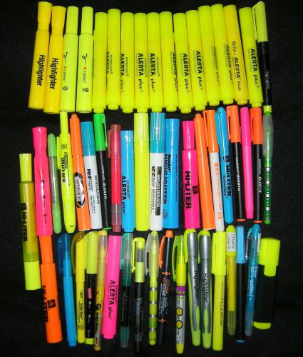 LOT OF 55 HIGHLIGHTERS ASSORTED BRANDS POINTS &amp; COLORS AVERY STAPLES FORAY BIC