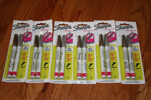 Sharpie oil-based fine point paint markers 1 gold &amp; 1 silver marker  six packs for sale
