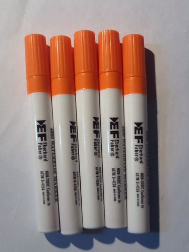 5 Orange Eberhard Faber 4000 Waterbase Markers. Cheap Shipping!!!