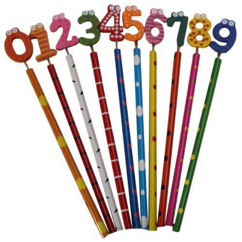 10pcs cute wooden number 0-9 pencils for kids---random pattern gift for sale