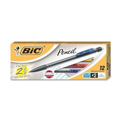 Bic Mechanical Pencil - 0.5 Mm Lead Size - Clear Barrel - 12 / Dozen (MPF11)