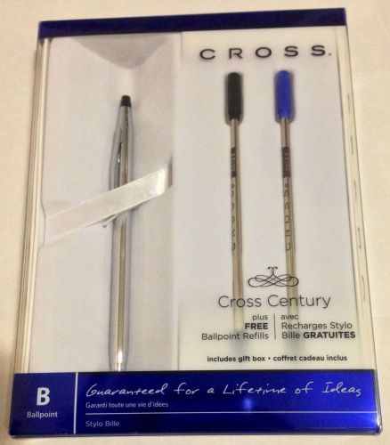 Cross Classic Century Polished Chrome Ballpoint Pen with (2) Refills (Brand New)