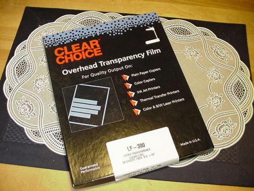 Clear Choice OverHead Transparency Film LF-300 Laser Transparency 5Mil 50 Sheets