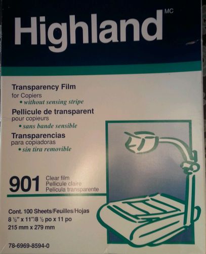 Highland Transparency Film for Copiers 901 w/o Sensing Stripe 99 Sheets unused