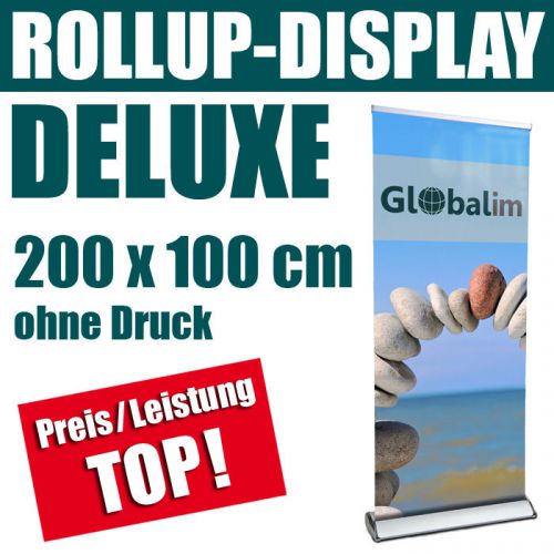 Rollup Display DELUXE edel - ohne Druck 100 x 200 cm - Roll Up mit Klemmleiste