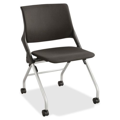 SAF4390UPSL Upholstery Nesting Chair, 22&#034;x23&#034;x33-1/2&#034;, Black/Silver