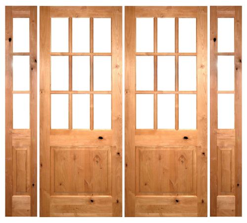 Krosswood knotty alder exterior 9&#039;lite sidelights craftsman entry door for sale