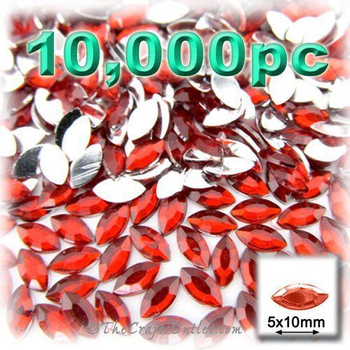 The Crafts Outlet 10000-Piece Flat Back Eye Shaped Navette Rhinestones  5mm by 1