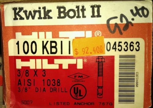 Hilti Kwik Bolt 2 Concrete Wedge Anchors 3/8 x 3 box of 100