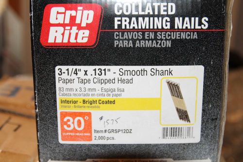 1,575 Grip Rite Collated Framing Nails 3.25&#034;x.131 Smooth Shank 30 Nailgun Strip