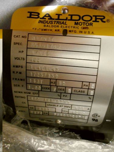 New baldor industrial a-c motor 460volts  m1704t for sale