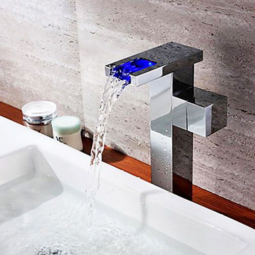 Modern led lights single hole vessel sink faucet chrome finish tap free shipping for sale
