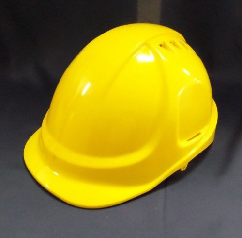 Durashell yellow vented cap-style hard hat with 6-point ratchet suspension for sale