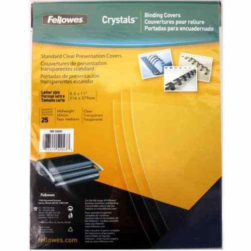 Fellowes 52043 Crystal Clear Letter Size Binding Covers 25 Pack