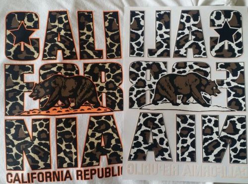 CALIFORNIA REPUBLIC (Cheetah/Orange) 3 PACK - PLASTISOL HEAT PRESS TRANSFERS