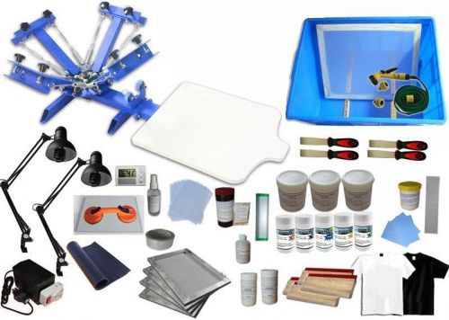 Four color t-shirt diy screen printing press kit 1 station exposure unit inks for sale