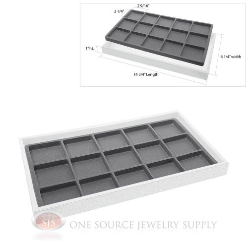 White Plastic Display Tray 15 Gray Compartment Liner Insert Organizer Storage