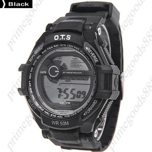 Waterproof Digital Wrist Wristwatch Free Shipping Back Light Stopwatch Black