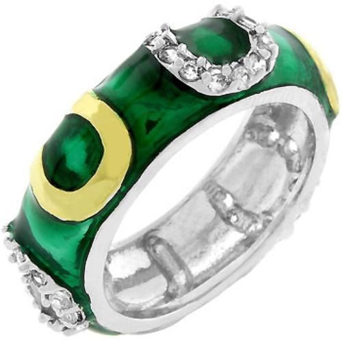 Dark Green Enamel Horseshoe Ring (Size: 10) Icon Bijoux