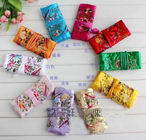 wholesale 5PCS EMBROIDERED BROCADE SILK JEWELRY ROLLS