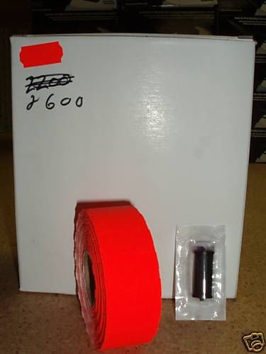 METO 2600 BLANK FL. RED LABELS WITH INK ROLLER  1 BOX