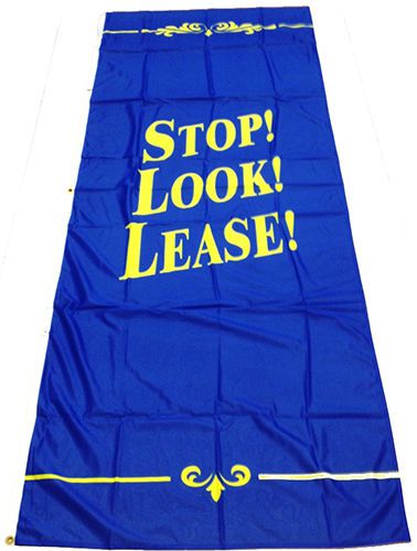 Stop! Look! Lease! - 3&#039;x8&#039; Vertical Flag