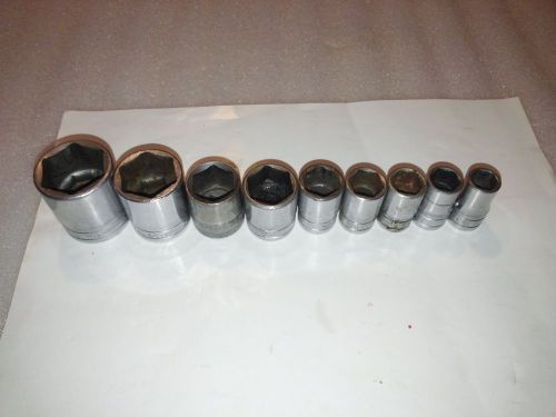 SNAP ON TOOLS 1/2&#034; DRIVE SOCKETS 7/16&#034; - 1 1/4&#034; 9pis