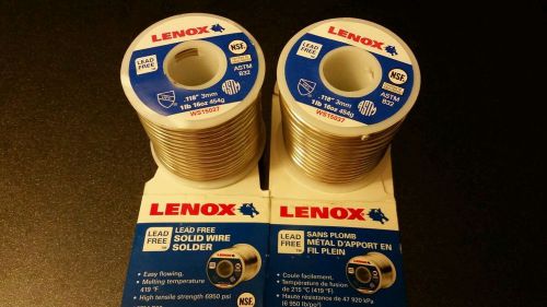 Lenox lead free premiun solder two 1lb spools free shipping 6950 psi ws15037 for sale